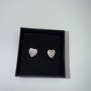 Elegant moissanite Silver Heart Stud Earrings